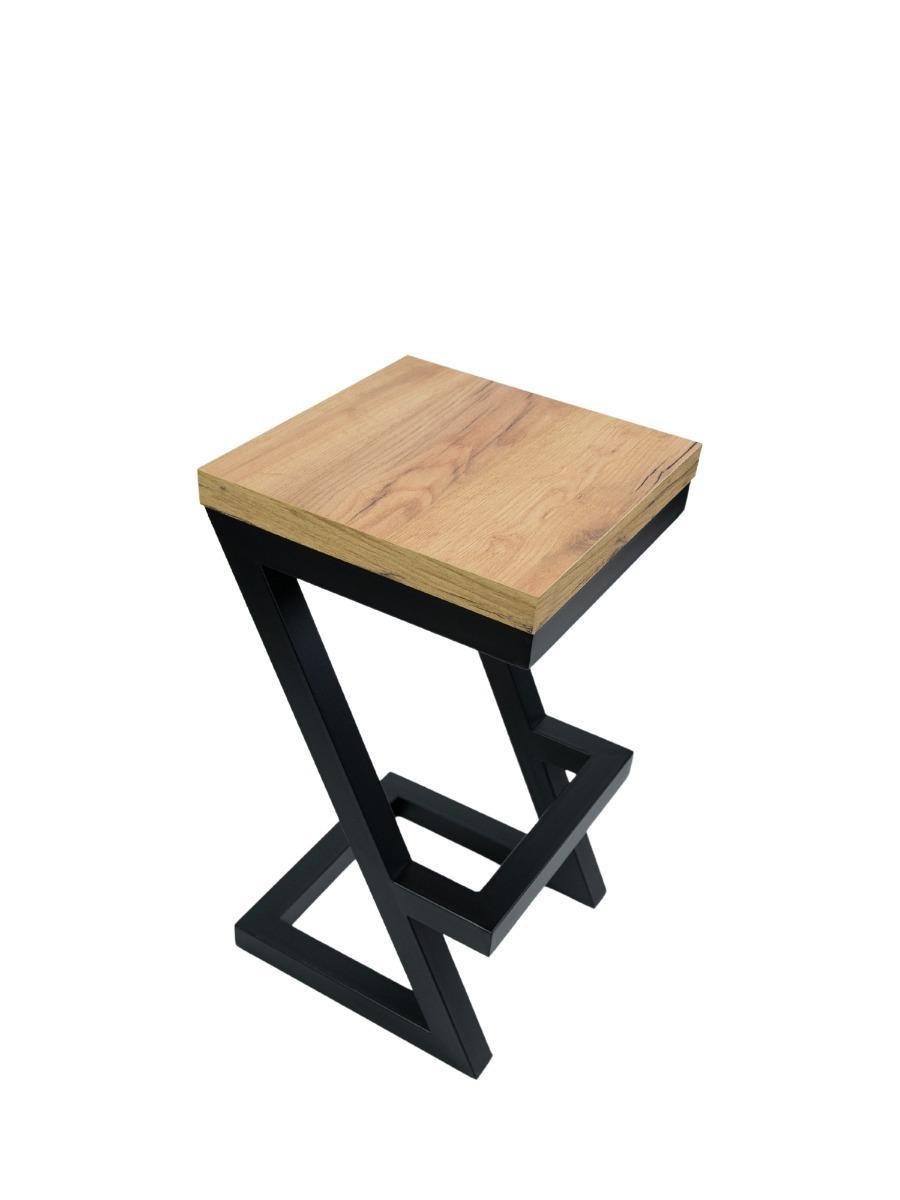 Hoker krzesło barowe 35x65x35 cm loftowy industrialny dąb craft złoty do kuchni baru nr. 5