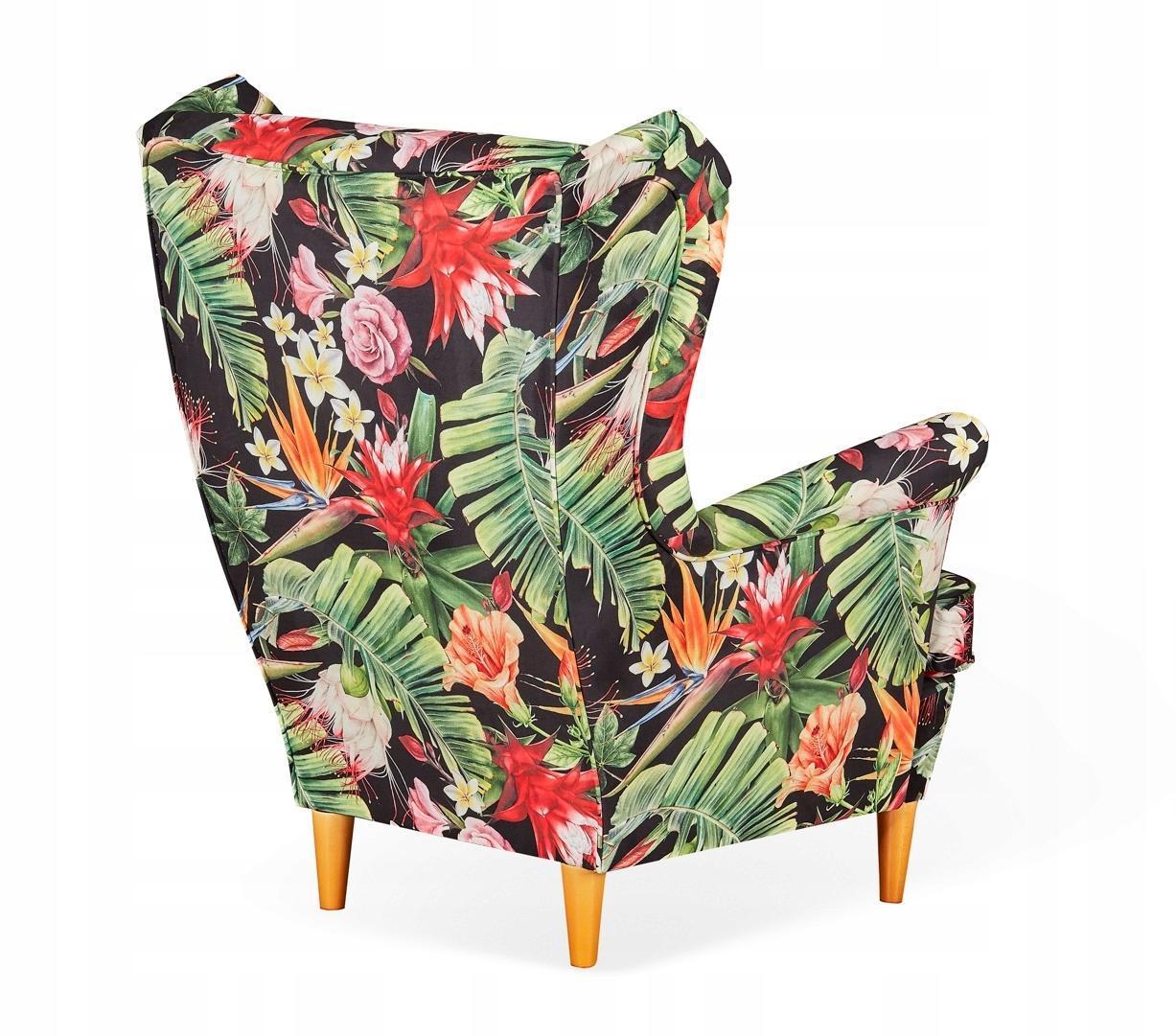 Fotel Uszak z podnóżkiem piękne kolory kwiatów nr. 3
