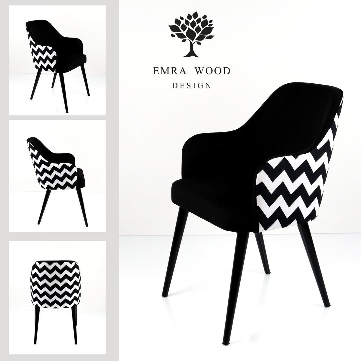 Krzesło tapicerowane KR-9 53x83x49 cm DELUXE Zygzak Classic 01 do jadalni czarno-białe nr. 1