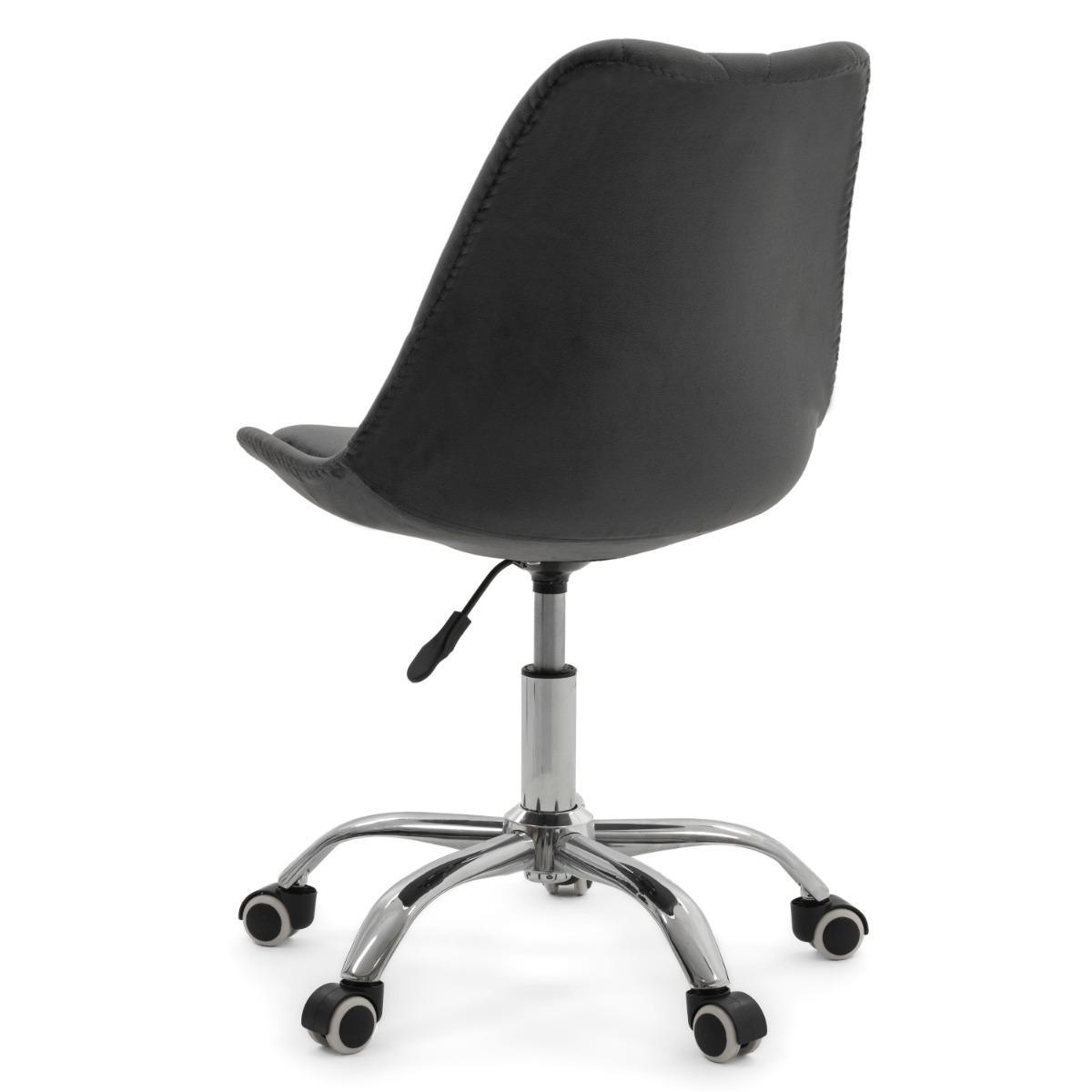 Krzesło do biurka DUBLIN biurowe krzesło obrotowe welurowe z poduszka do pokoju biura szare nr. 8