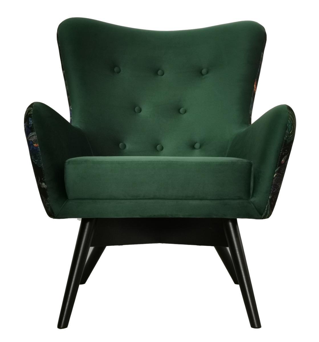 Fotel skandynawski GRANDE 80x93x80 cm zielony we wzory pawie do salonu 1 Full Screen