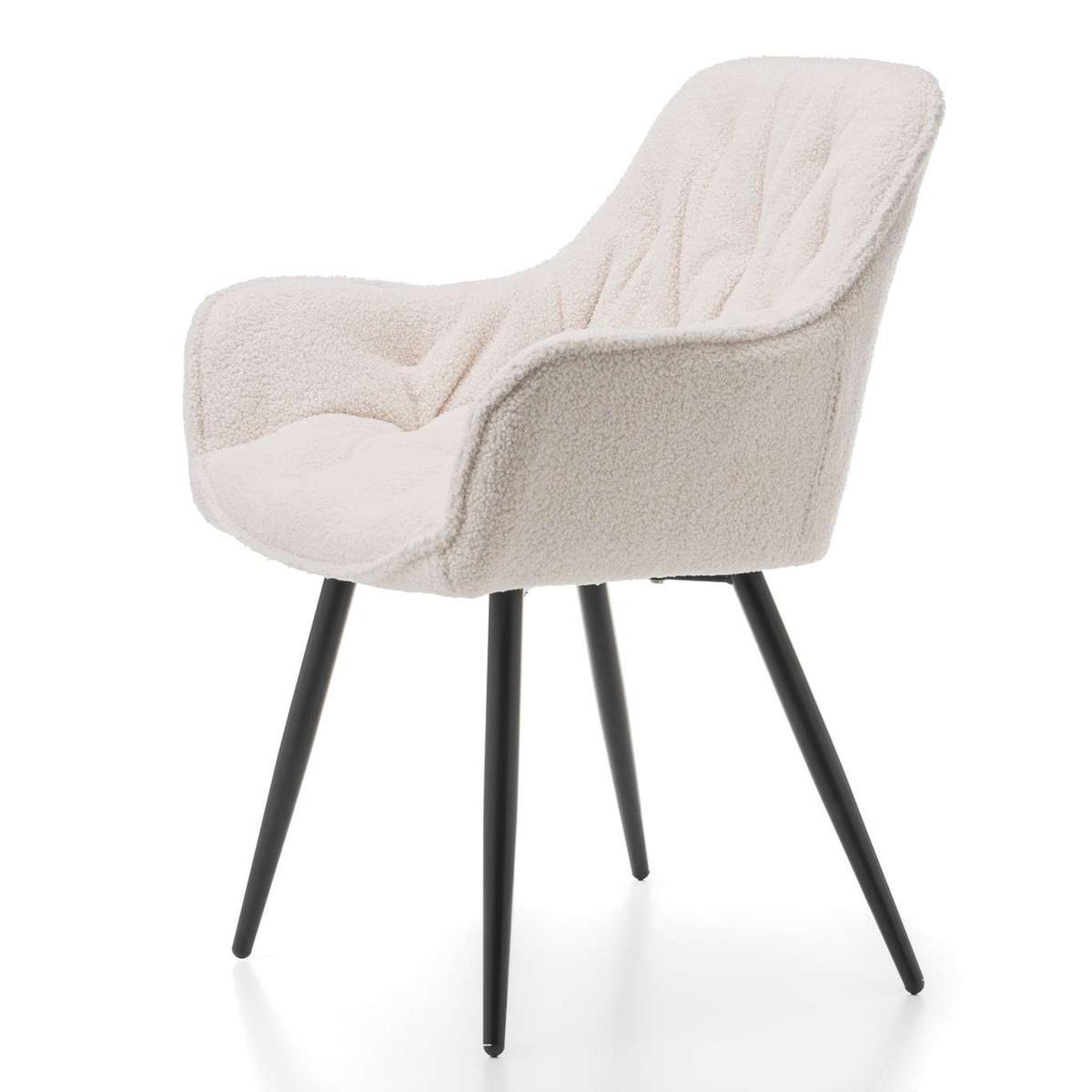Krzesło TEDDY BUKLA jasnobeżowe tapicerowane pikowane tkaniną do salonu nr. 5