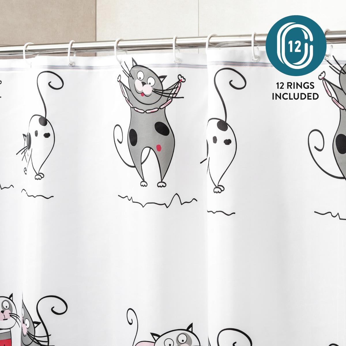 Tatkraft Funny Cats tekstylna zasłona prysznicowa 2 Full Screen