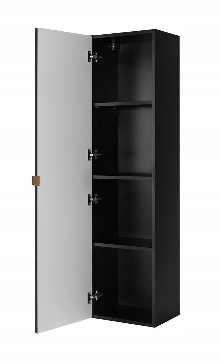 Słupek Łazienkowy MADIS 136 cm wysoki frezowany front szafka z półkami czarny uchwyt złoty nr. 2