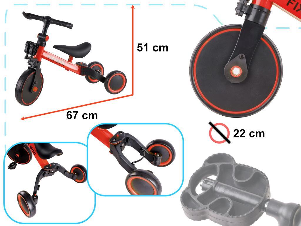 Rowerek Trike Fix Mini biegowy trójkołowy 3w1 z pedałami czerwony nr. 4