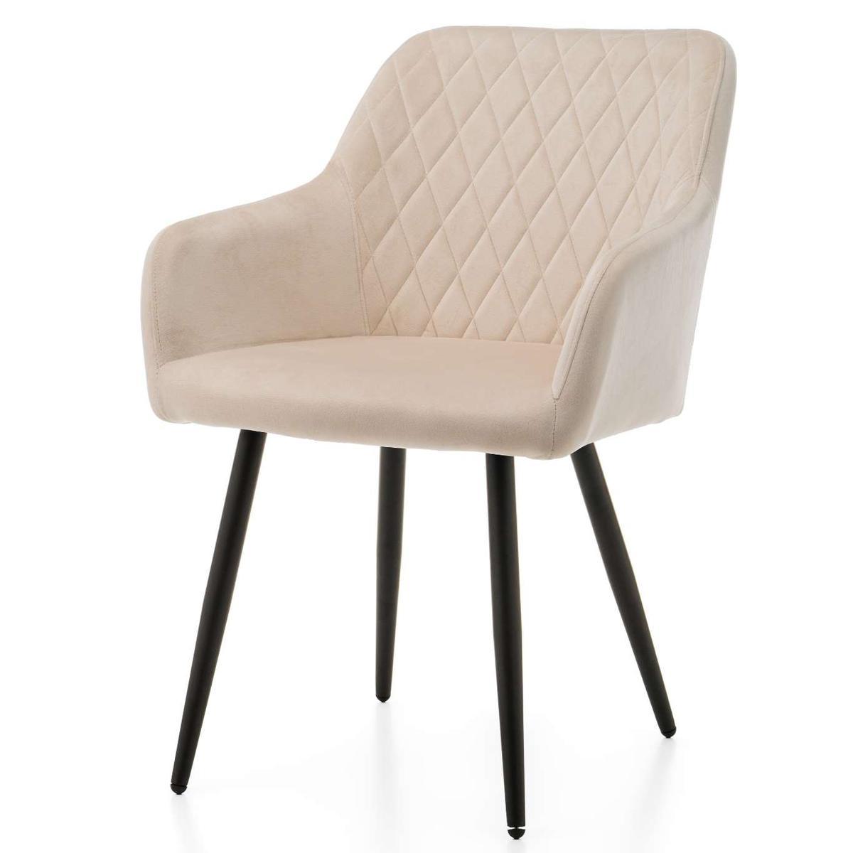 Krzesło TODI beżowe pikowane welurowe tapicerowane do jadalni lub salonu nr. 4