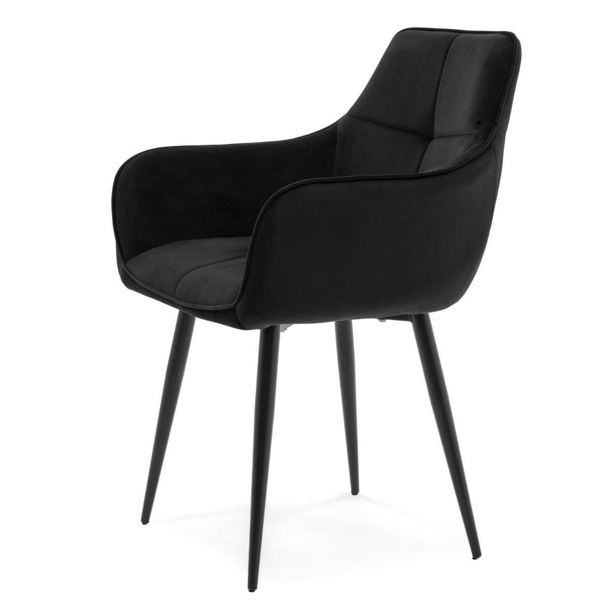 Krzesło QUATTRO w kolorze czarnym tapicerowane welurowe velvet aksamit do jadalni lub salonu  nr. 6