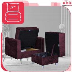 Fotel rozkładany z podnóżkiem Alicja śliwka fiolet - Miniaturka zdjęcia nr 6