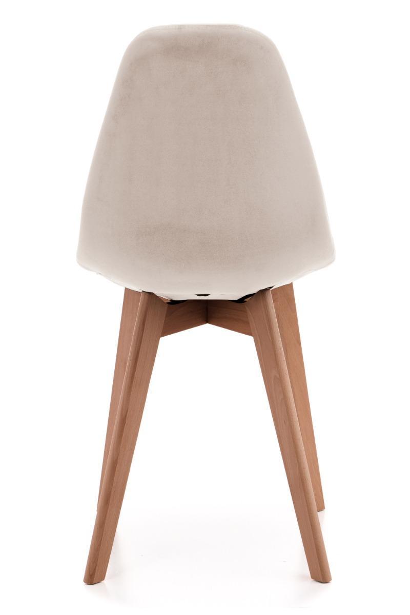 Krzesło tapicerowane 46x87x42 cm skandynawskie drewniane nóżki welurowe VEGAS beżowy 6 Full Screen