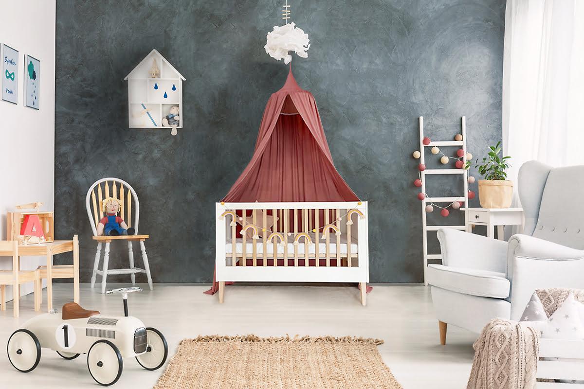 Łóżeczko niemowlęce drewniane ILA 120x60 cm szare z naturalnymi szczeblam z drewna bukowego dla dziecka  4 Full Screen