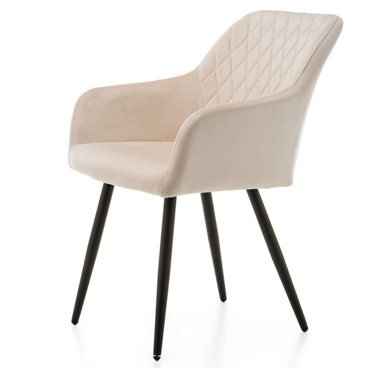 Krzesło TODI beżowe pikowane welurowe tapicerowane do jadalni lub salonu nr. 5