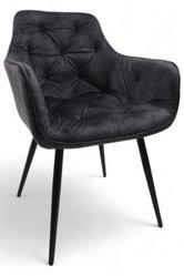 Krzesło Houston 57x85x59 cm pikowane tapicerowane welur szary nogi czarne do jadalni salonu