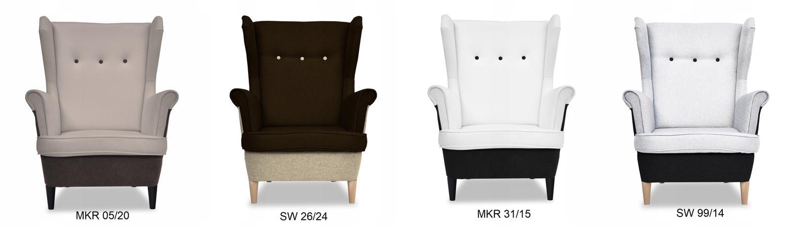 Fotel uszak dwa kolory CZERŃ + CZERWIEŃ POŁĄCZENIE nr. 13