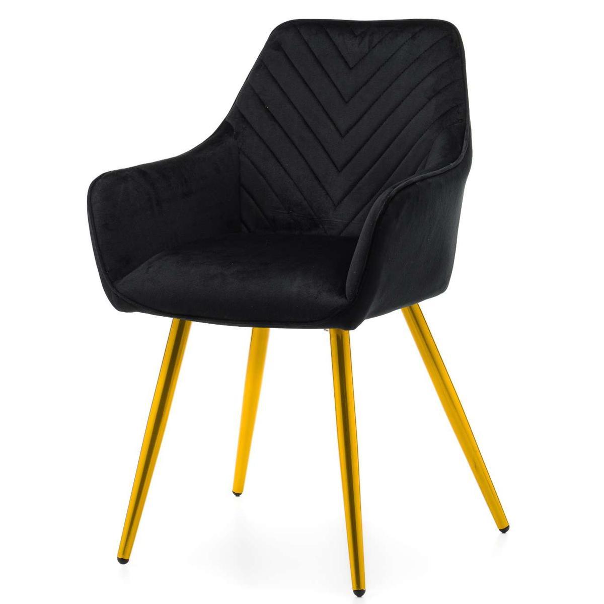 Krzesło VASTO czarne tapicerowane welurem złote nóżki do jadalni lub salonu nr. 4