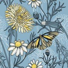 Tapeta Flizelinowa KWIATY Stokrotki Mlecze Motyle  - Miniaturka zdjęcia nr 7