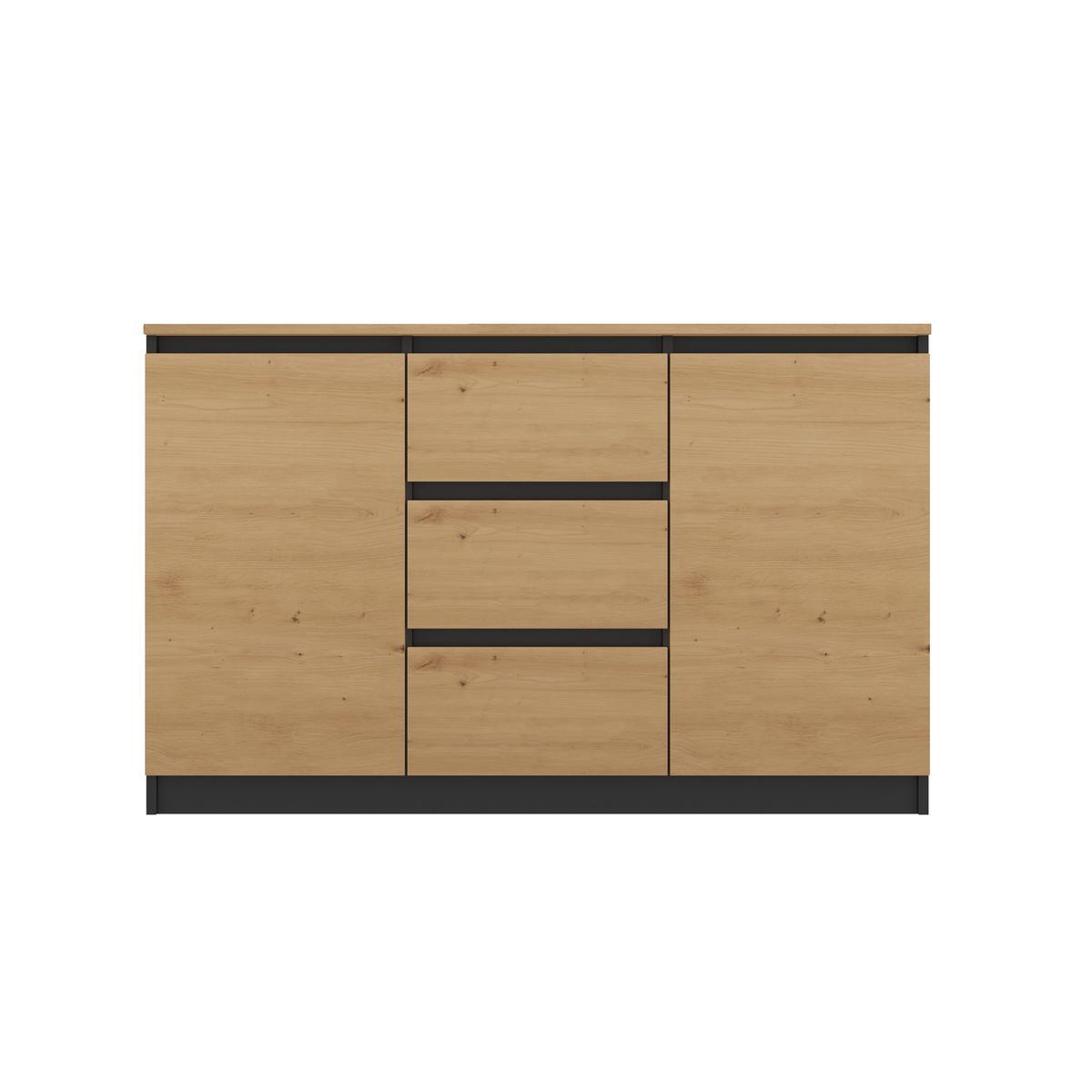 Komoda 2D3S 120x40x75 cm nowoczesna szafka z szufladami i drzwiami do pokoju sypialni antracyt blat dąb artisan  nr. 3