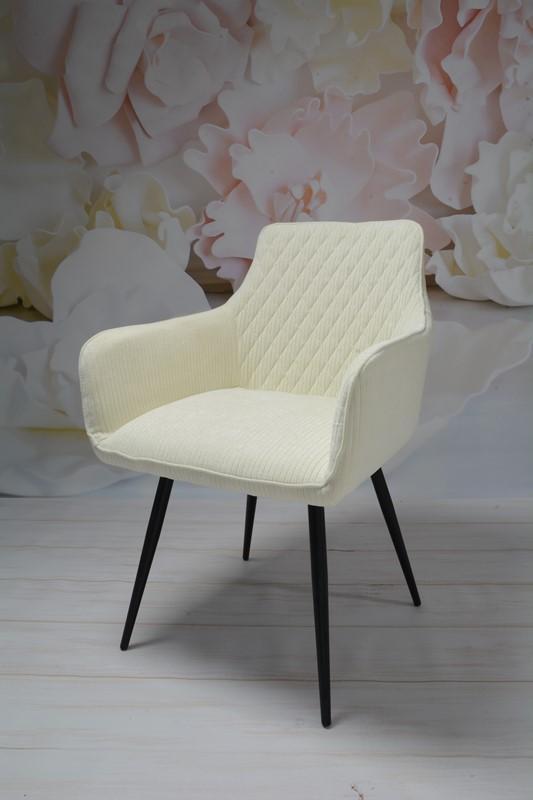 Fotel LIZBONA krzesło 57x84x59 cm do jadalni salonu sztruks biały nogi czarne nr. 10
