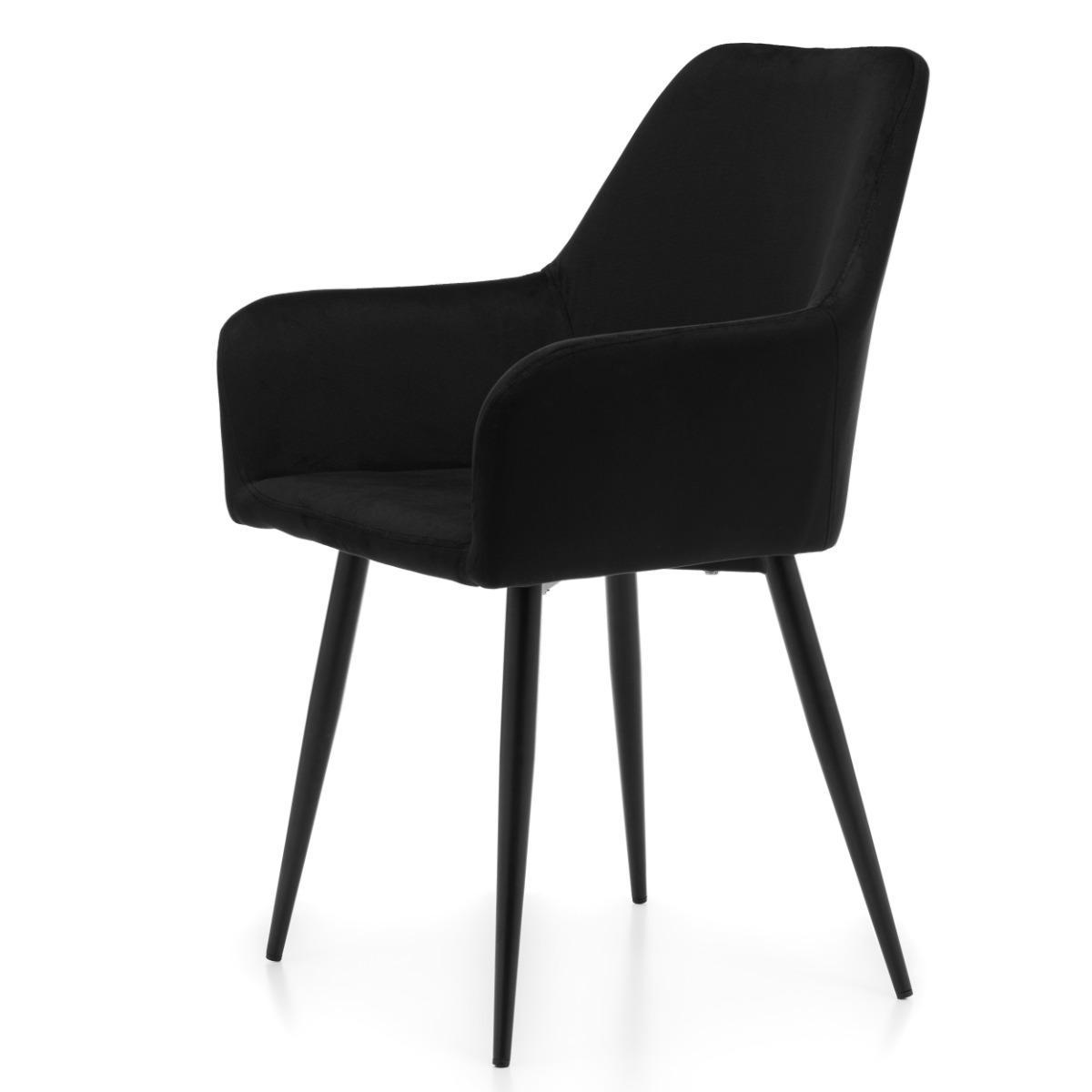 Krzesło IVO 55x88x54 cm tapicerowane welurem pikowane do jadalni lub salonu czarne nr. 5