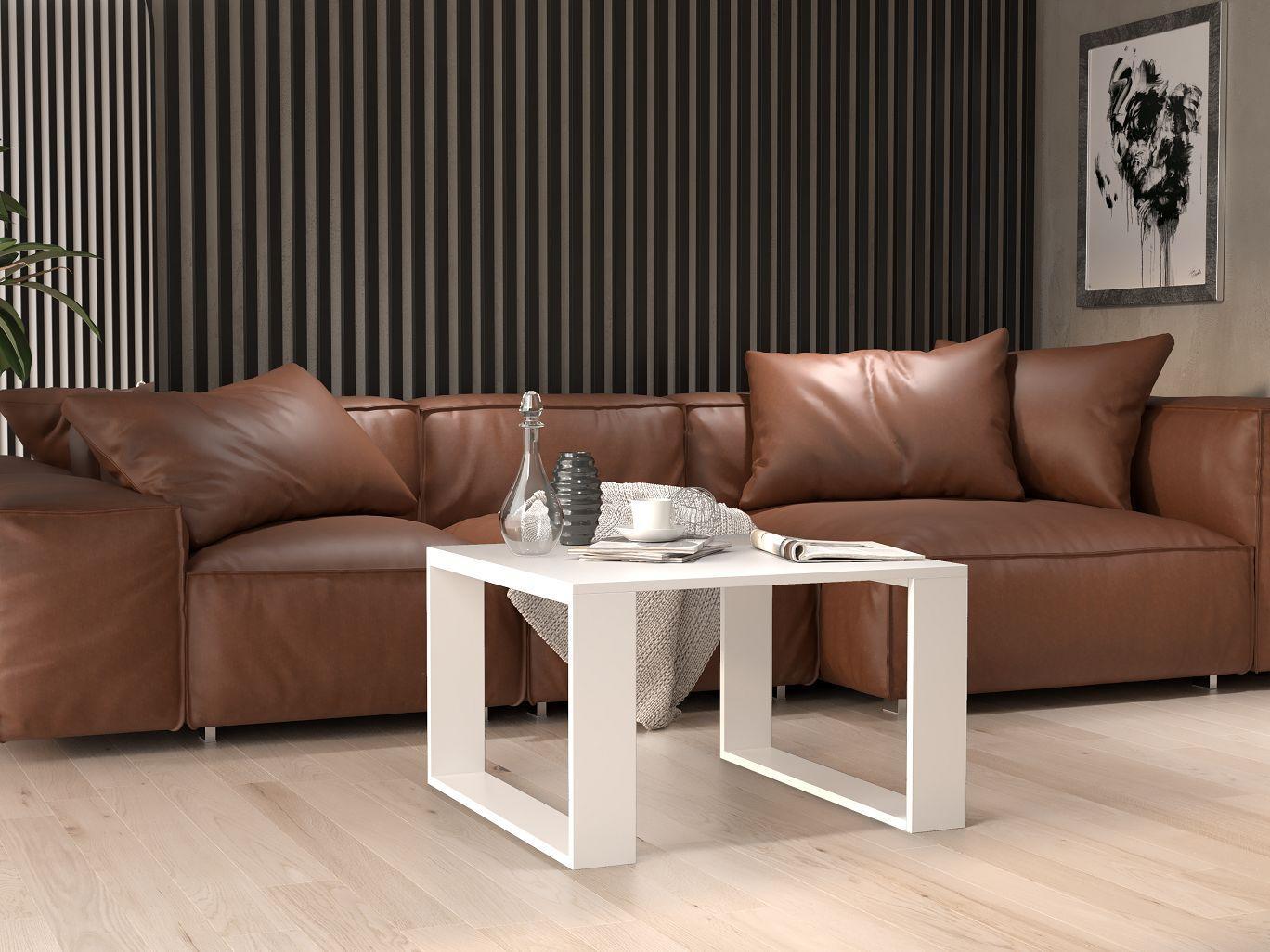 Stolik kawowy 67x67x40 cm klasyczny biały ława loft Modern Mini do salonu nr. 4