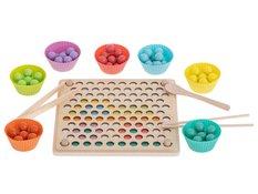Układanka edukacyjna dla dzieci drewniana mozaika z kulek kolorowe montessori 77 elementów 24x5x23cm - Miniaturka zdjęcia nr 5