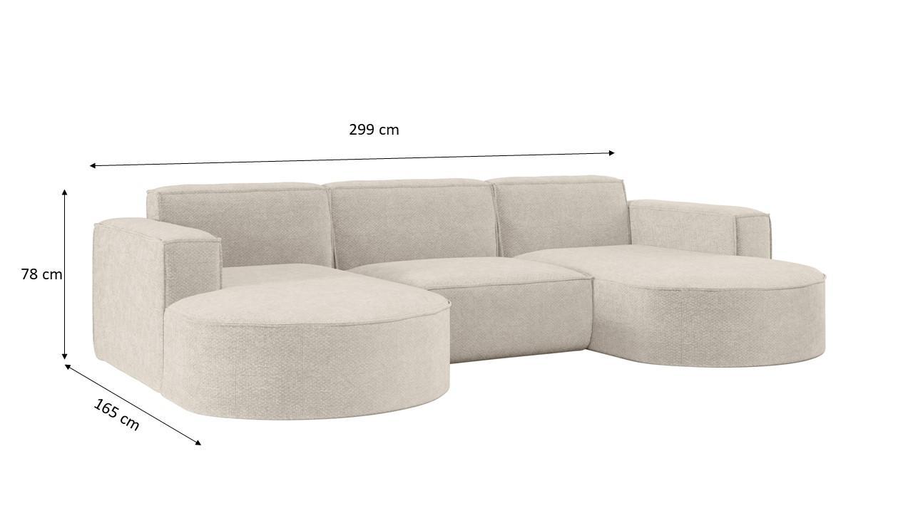 Sofa MODEMA STUDIO 299x165x78 cm w kształce U bez funkcji spania do salonu NORDIC beżowa 2 Full Screen