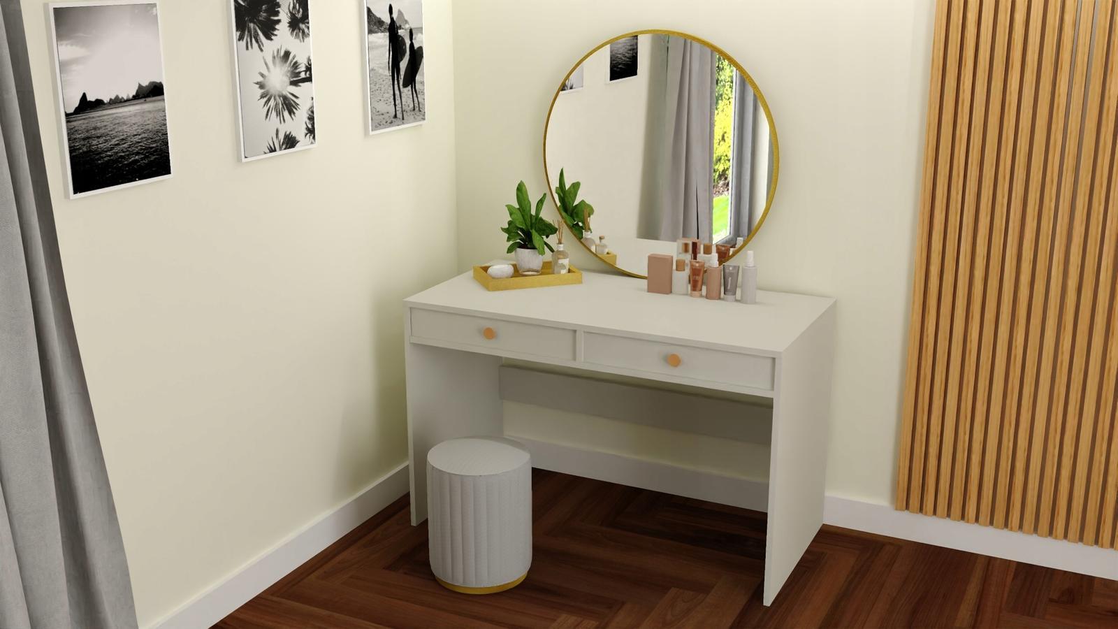 Toaletka biurko MONODIS 120x75x60 cm do sypialni biała front biały  nr. 4