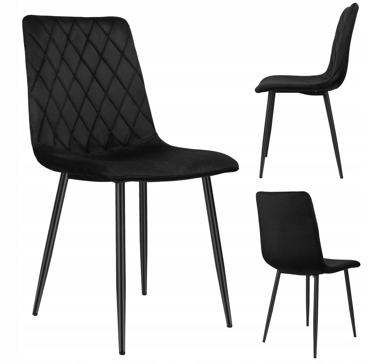 Krzesło tapicerowane Dexter Velvet 45x89x54 cm czarny na czarnych nóżkach do jadalni lub salonu 0 Full Screen