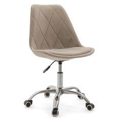 Krzesło do biurka DUBLIN biurowe krzesło obrotowe welurowe z poduszka do pokoju biura ciemnobeżowe - Miniaturka zdjęcia nr 1