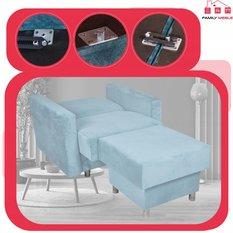 Fotel rozkładany z podnóżkiem Alicja błękitny - Miniaturka zdjęcia nr 10