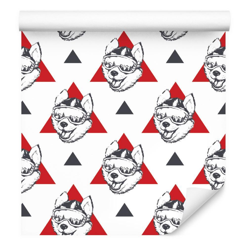 Tapeta – Psy i trójkąty, urocza dekoracja nr. 3