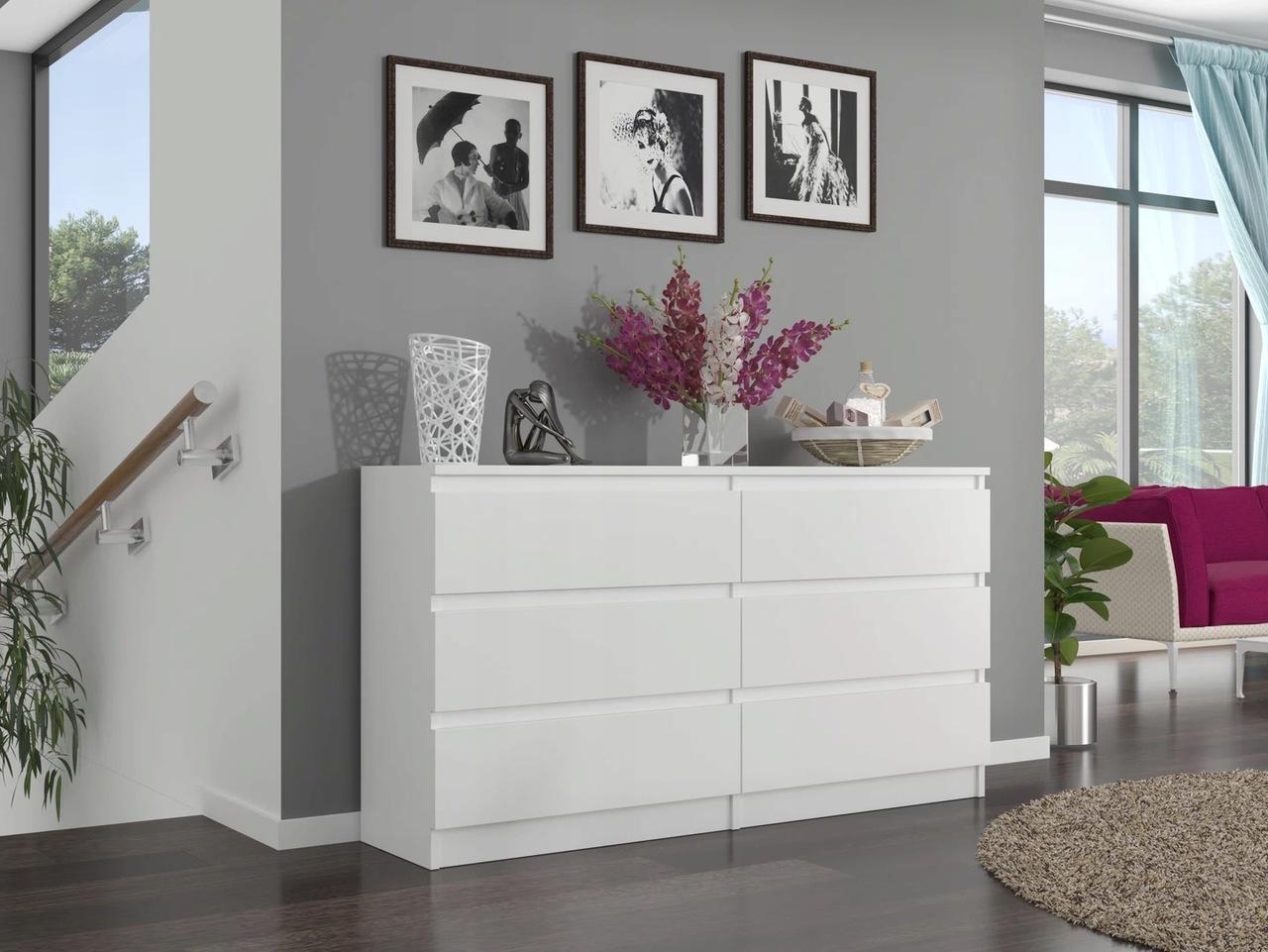 Komoda MODERN 120x30 cm biała z szufladami dwa rzędy do biura sypialni lub salonu  nr. 2