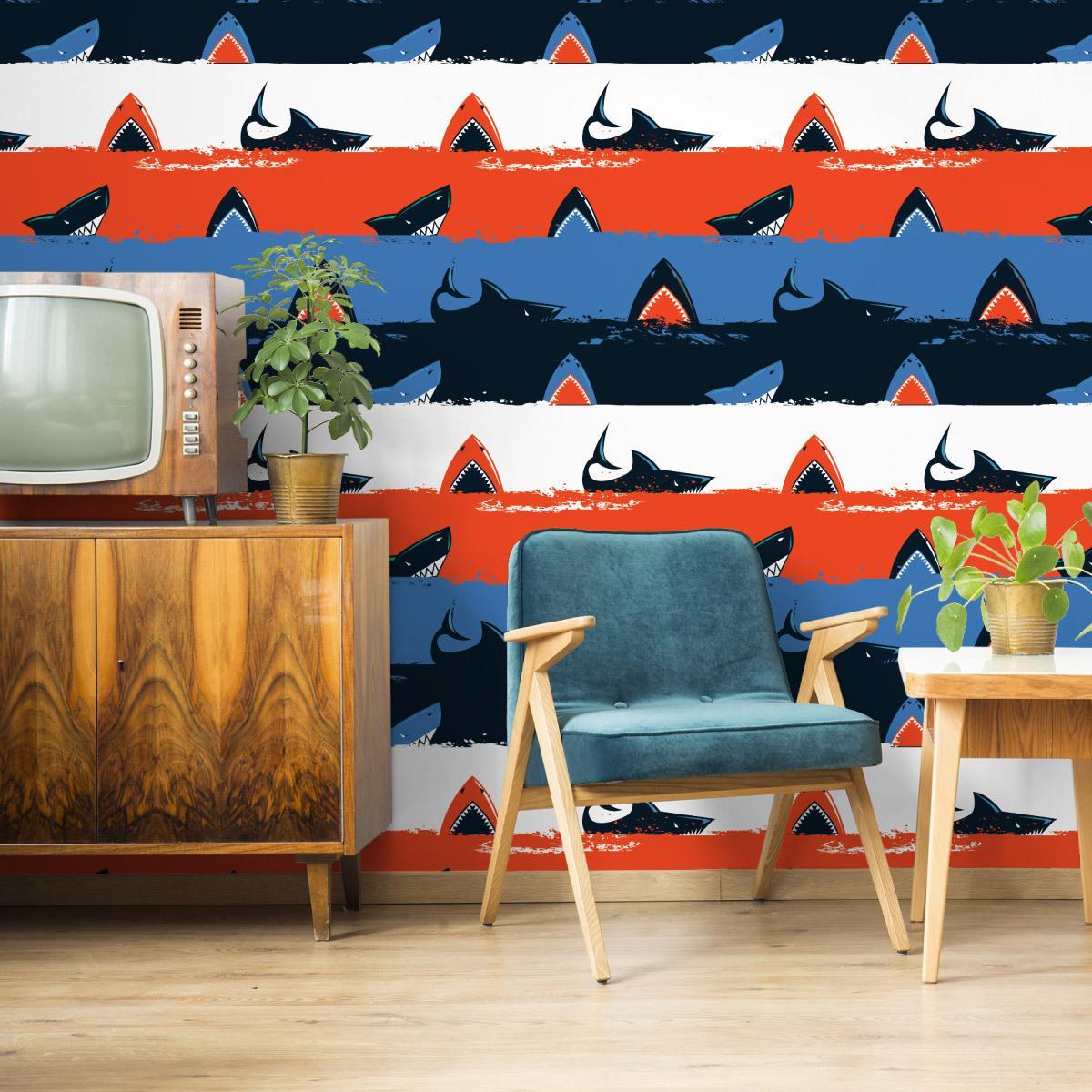 Tapeta – Rekiny, urocza dekoracja do pokoju dziecka 3 Full Screen