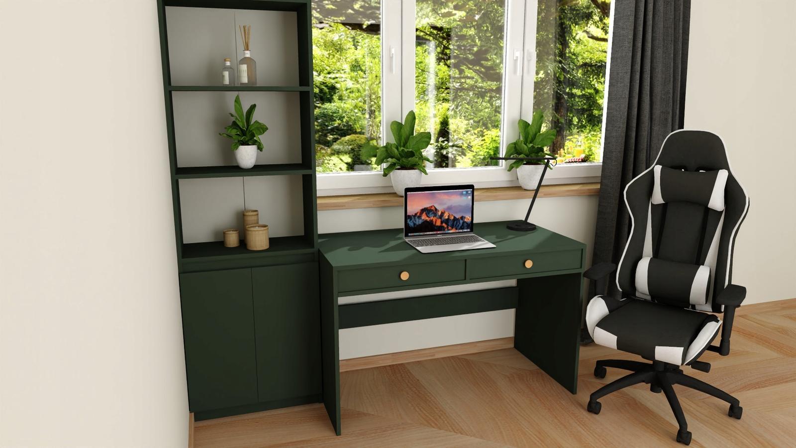 Toaletka biurko MONODIS 120x75x60 cm do sypialni butelkowa zieleń front czarny nr. 7