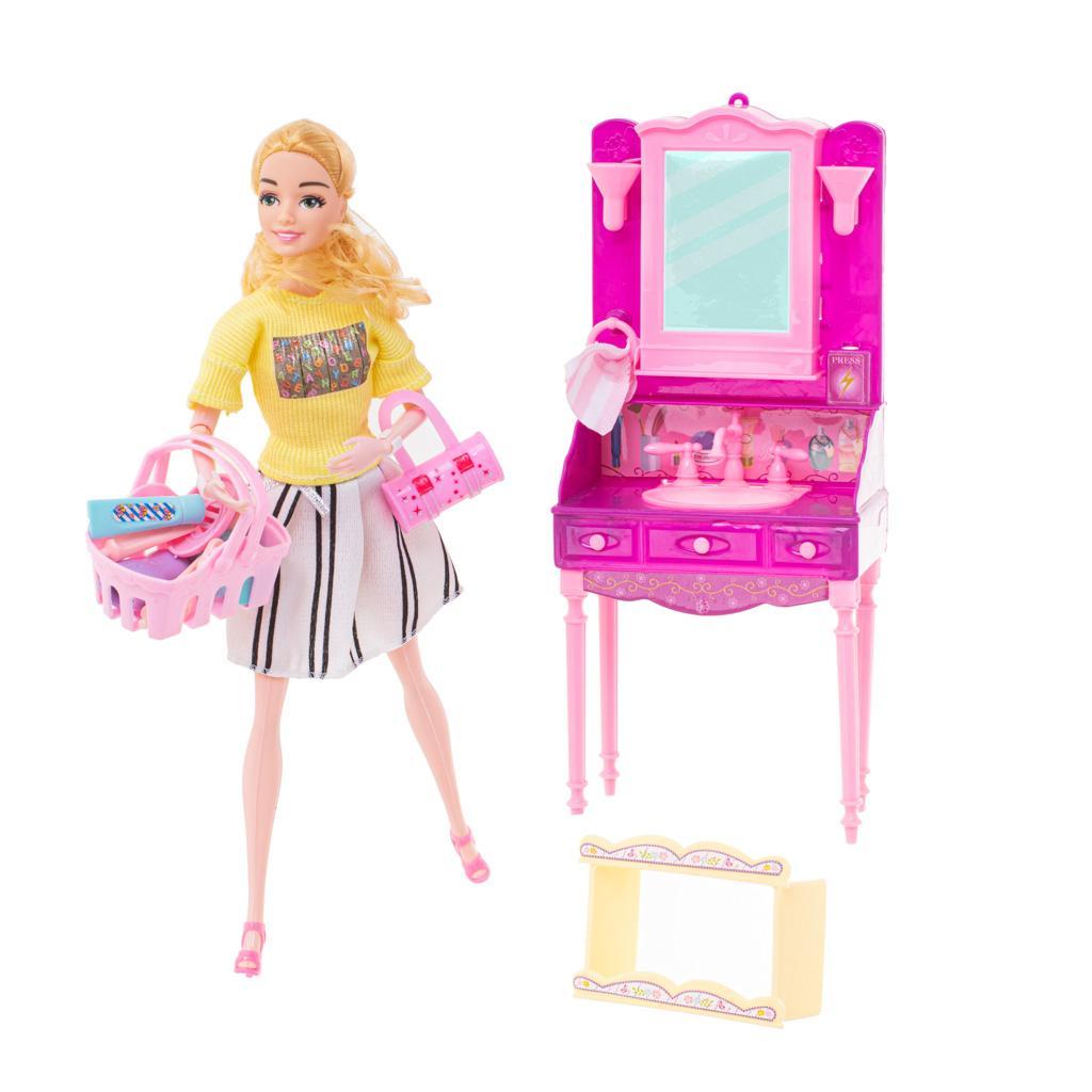 Lalka barbie stylistka zestaw zabawka dla dziewczynki akcesoria 34x43x8 cm nr. 5