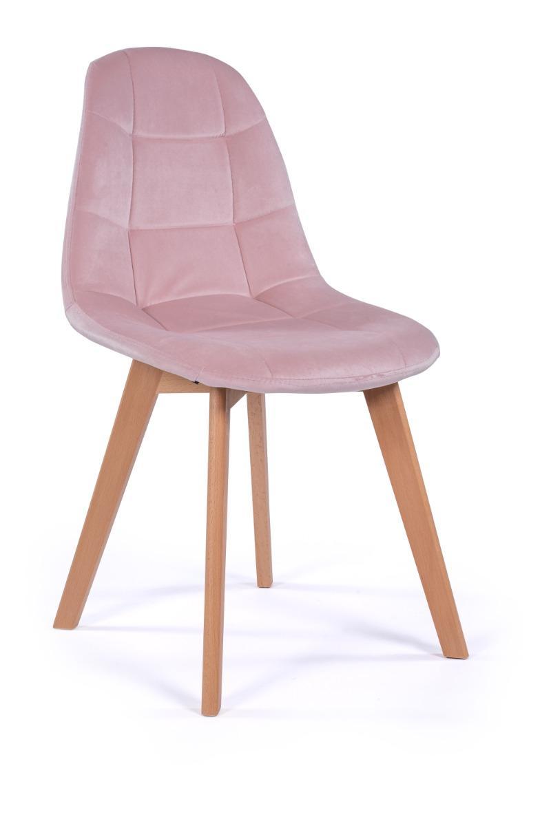 Krzesło tapicerowane skandynawskie welurowe VEGAS różowy 0 Full Screen