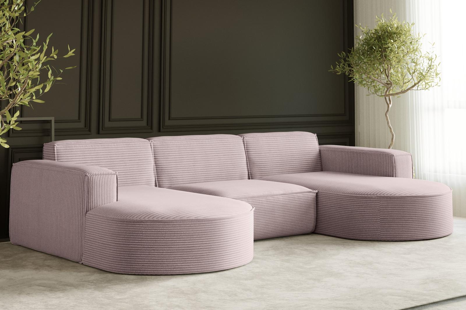 Sofa MODENA STUDIO 299x78x165 cm bez funkcji spania do salonu sztruksowa POSO różowy nr. 2