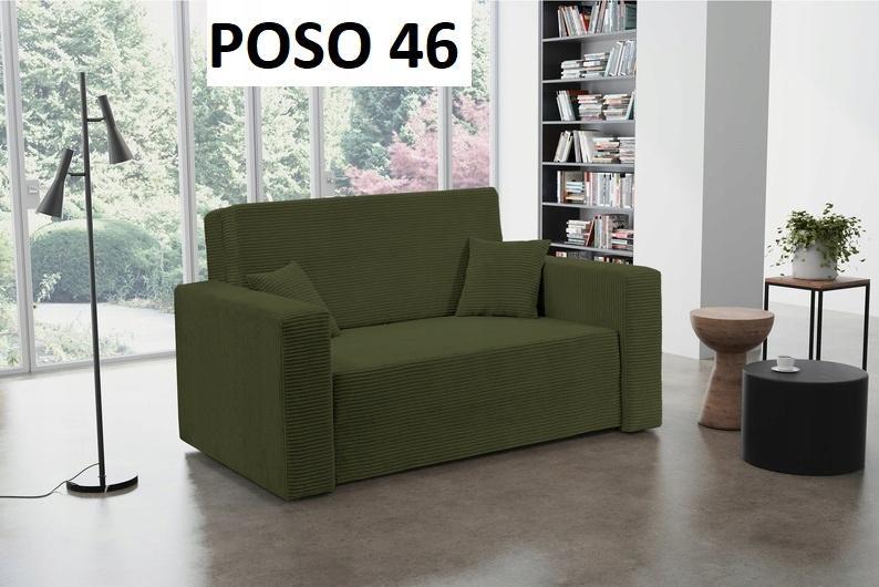 Fotel amerykanka jednoosobowa 110x100 cm z funkcją spania z pojemnikiem sztruks POSO zielony nr. 12