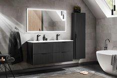 Zestaw mebli łazienkowych 120 cm ADEL BLACK z lustrem podwójną umywalką syfonem + słupek czarny - Miniaturka zdjęcia nr 13
