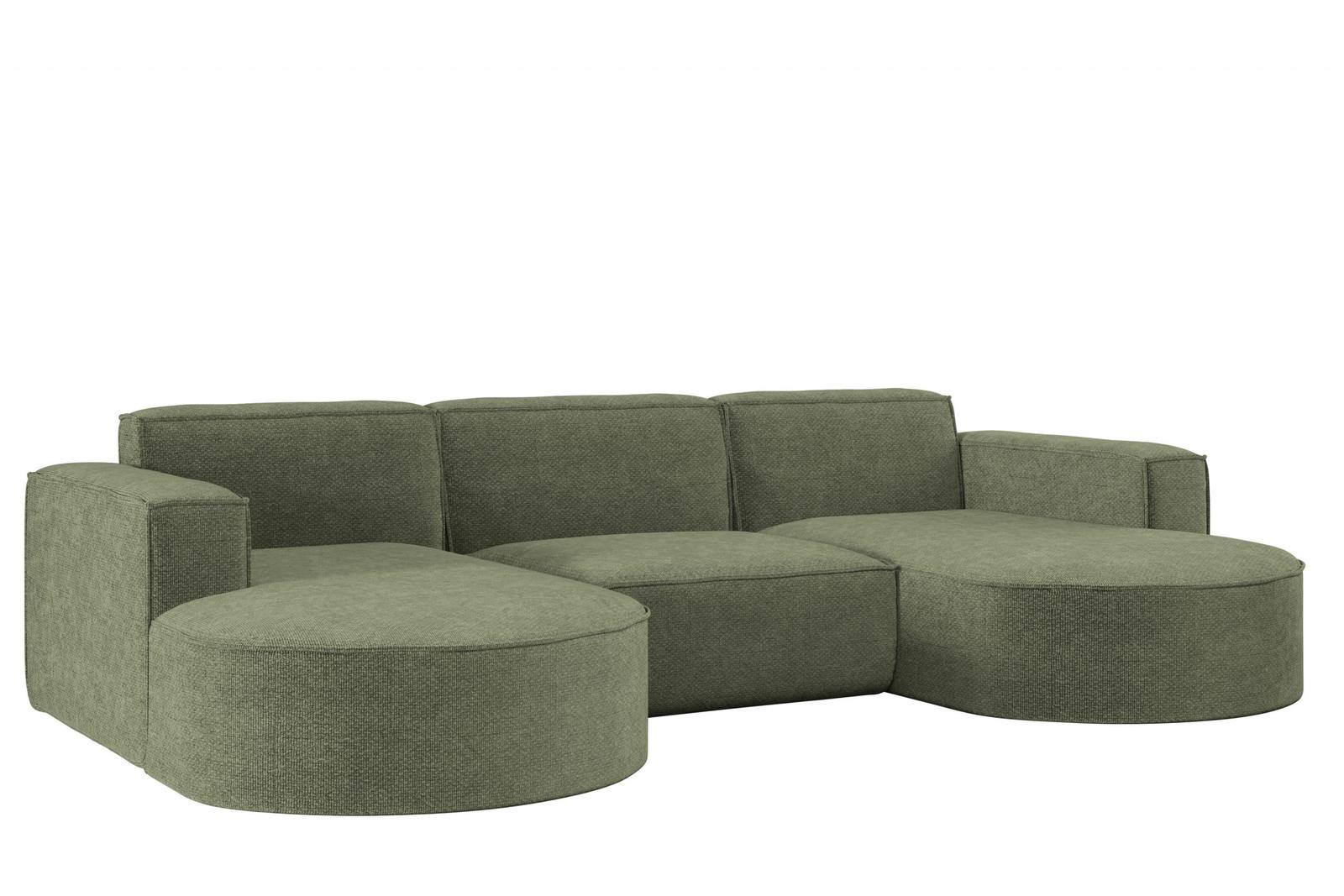 Sofa MODENA STUDIO 299x165x78 cm w kształcie U bez funkcji spania do salonu NORDIC oliwkowa nr. 1