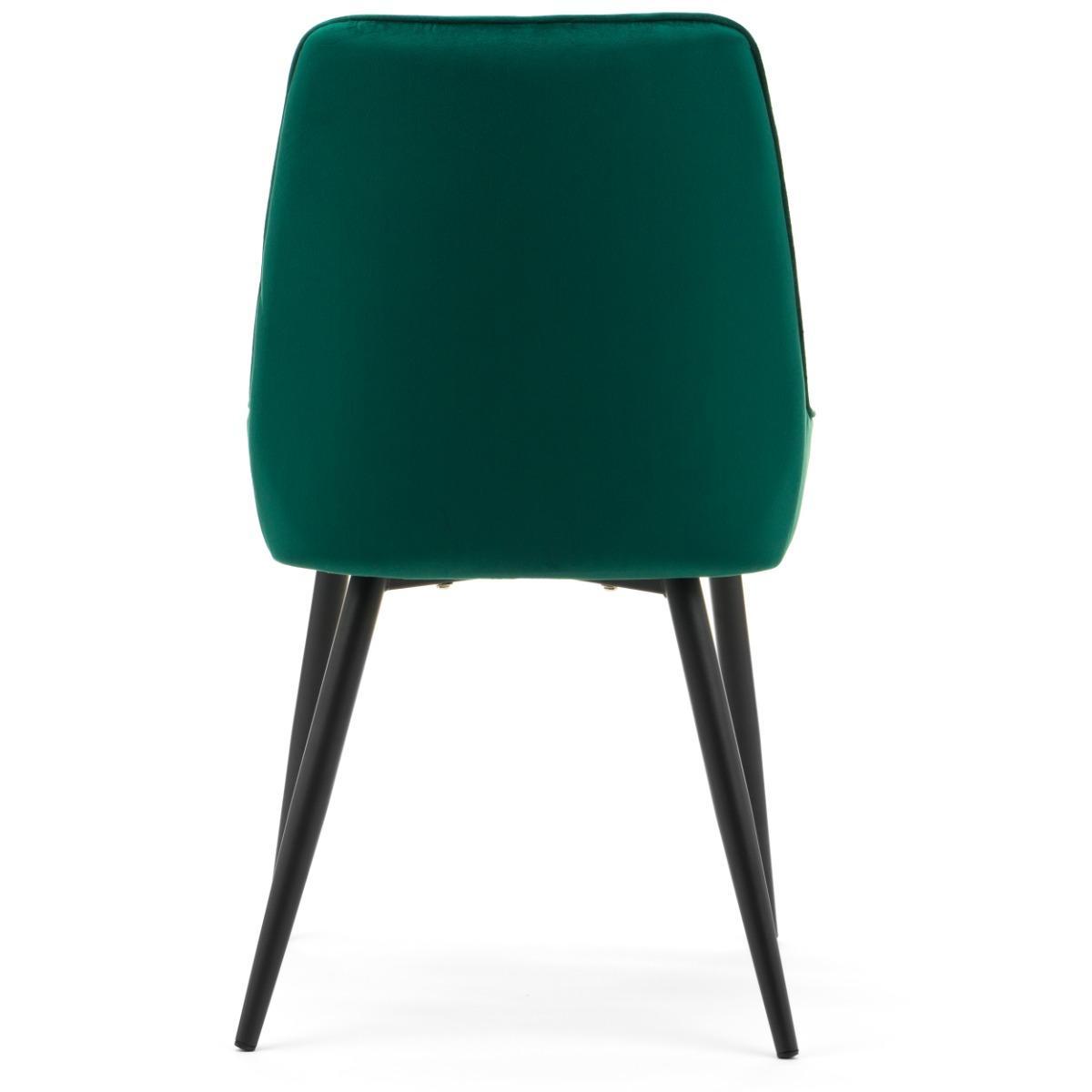Krzesło LUCA zielone tapicerowane welurem czarne nóżki do jadalni lub salonu 6 Full Screen