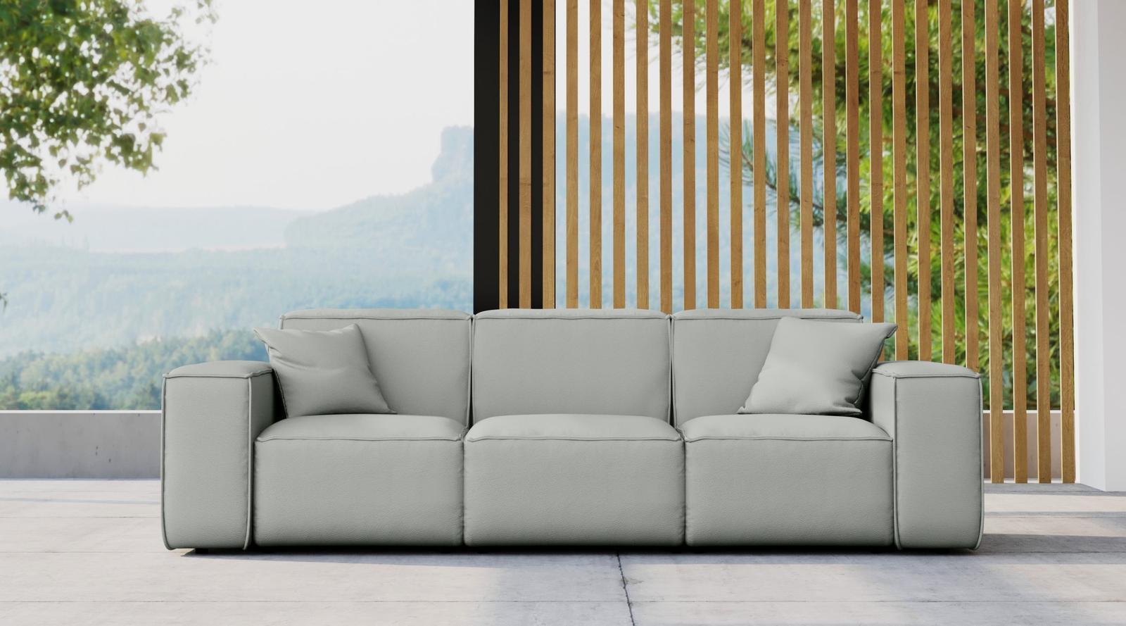 Sofa ogrodowa MALIBU 245x103x88 cm wodoodporna UV 3-os + 2 poduszki do ogrodu jasnoszara 1 Full Screen