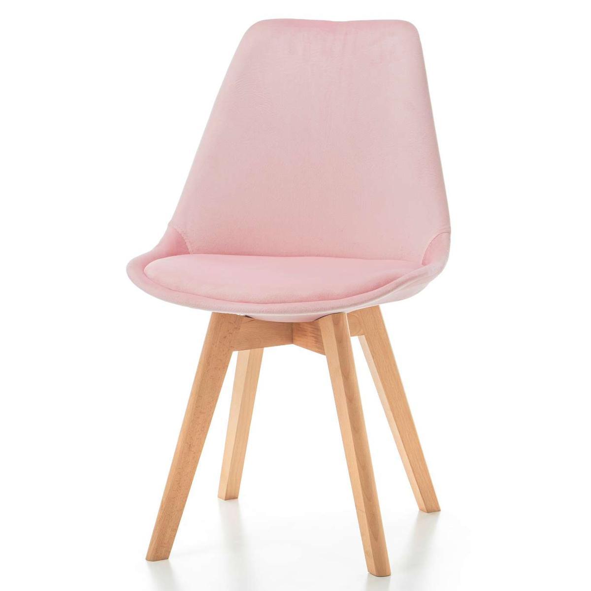 Krzesło DUBLIN różowe tapicerowane welurem z poduszką do jadalni lub salonu nr. 3
