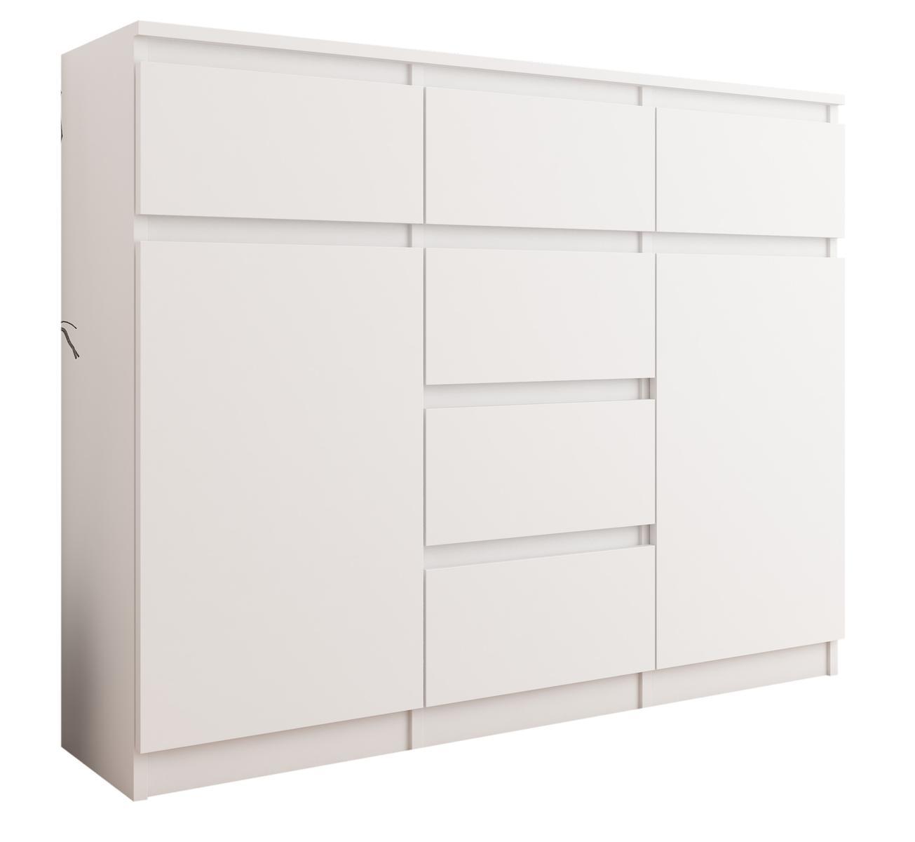 Komoda MODERN 120x40 cm biała szafki i szuflady zabudowane do sypialni salonu  nr. 1