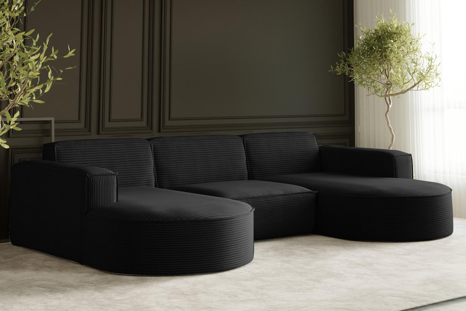 Sofa MODENA STUDIO 299x165x78 cm bez funkcji spania do salonu sztruksowa POSO czarny nr. 2