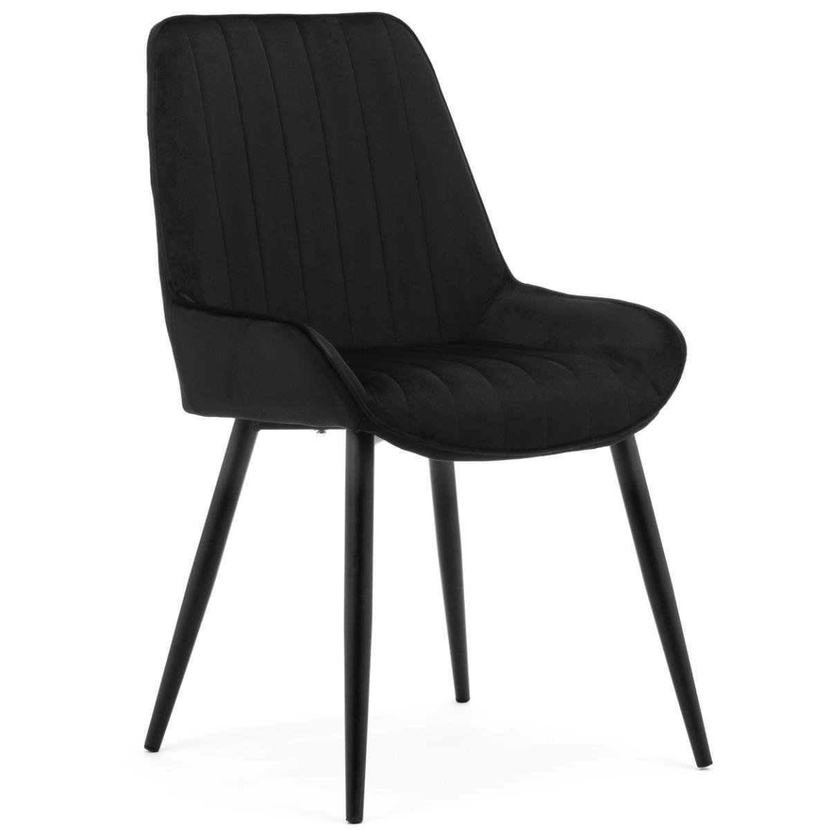 Krzesło LUCA czarne tapicerowane welurem czarne nóżki do jadalni lub salonu 0 Full Screen