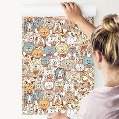 Tapeta dla dzieci kolorowe psy koty kreskówka  - Miniaturka zdjęcia nr 4