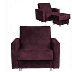Fotel rozkładany z podnóżkiem Alicja śliwka fiolet - Miniaturka zdjęcia nr 1
