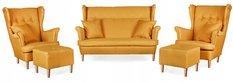 Zestaw wypoczynkowy mebli ARI 149x104x92 cm uszak sofa fotele pufy do salonu Twist żółty