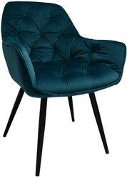 Fotel ARTEN X krzesło do jadalni salonu welur zieleń morska nogi czarne