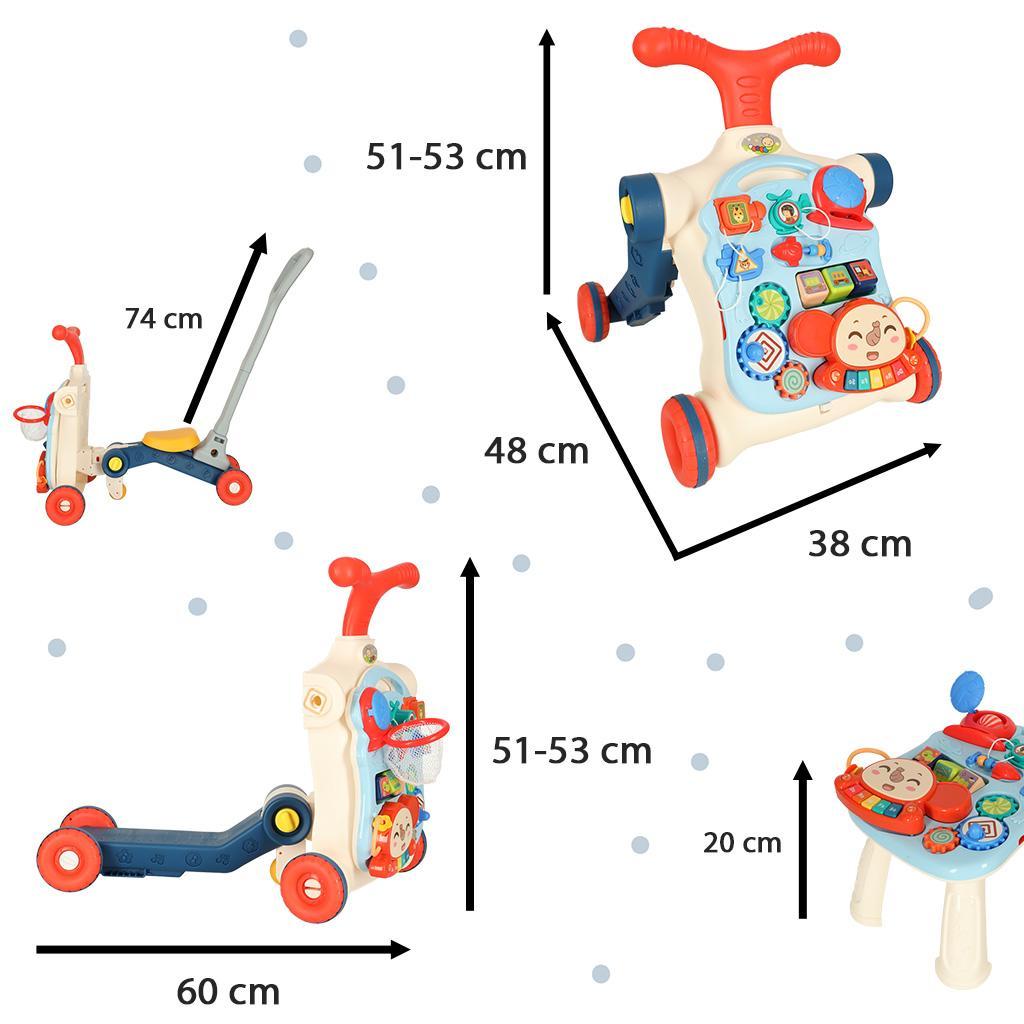 Pchacz chodzik jeździk deskorolka stolik interaktywny 5w1 zabawka dla niemowląt 52,2x16x42cm nr. 2